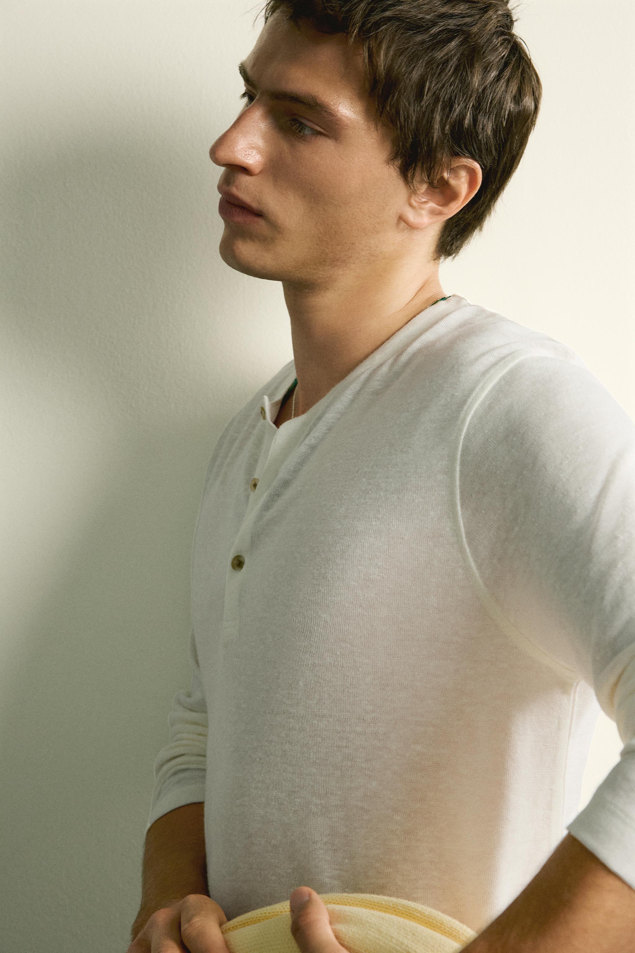 HEMP-VISCOSE HENLEY SHIRT